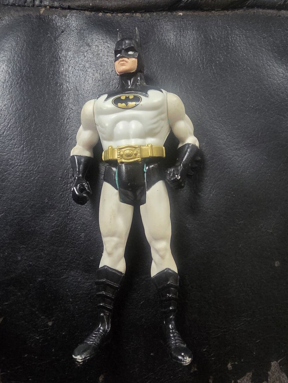 Batman Action Figure White Black Gold  TM & 1990 DC Comics Kenner